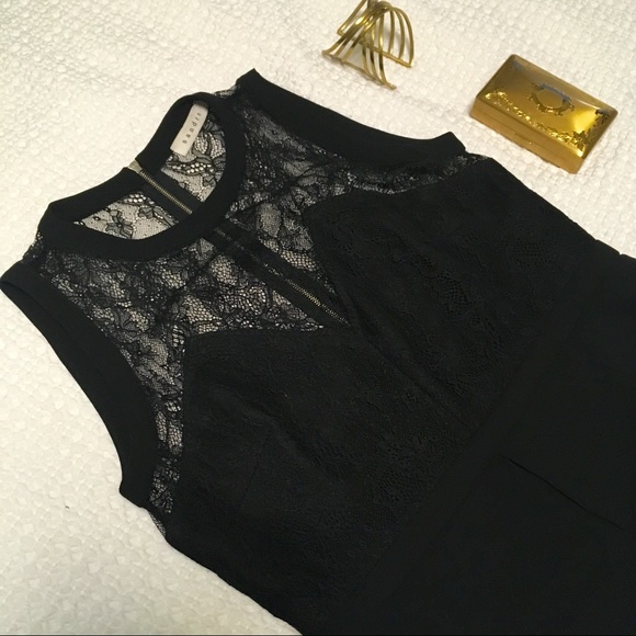 Sandro Paris Black Lace Peplum Sleeveless Dress - Picture 2 of 5